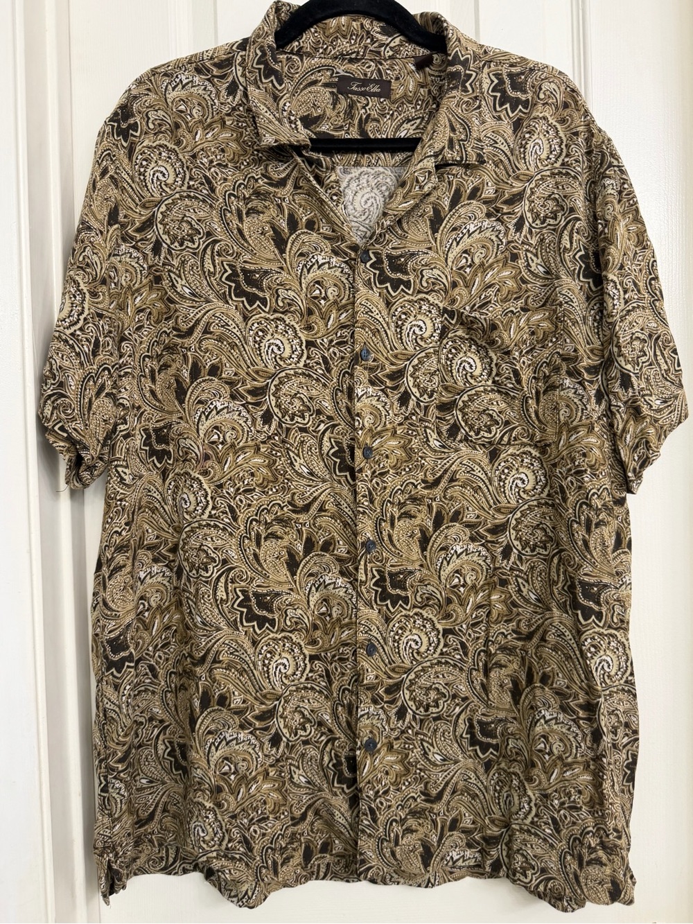 7163 Tasso Elba Men’s Short-Sleeve Paisley Button-Up Shirt Silk  Rayon XXL